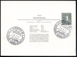 1956 (10.6.) HAMBURG 36, Sonderstempel: 100 JAHRE HAPAG - DAMPFER (histor. U. Modernes Frachtschiff) Auf Motiv-ähnl. Ged - Autres & Non Classés