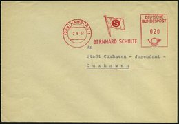 1957 (2.8.) (24 A) HAMBURG 11, Absender-Freistempel: BERNHARD SCHULTE (Reederei-Flagge) Rs. Abs.-Vordruck, Firmenbrief - - Sonstige & Ohne Zuordnung