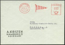 1959 (22.10.) (24 A) HAMBURG 11, Absender-Freistempel Ohne Text (Reederei-Flagge) Firmenbrief: A. KIRSTEIN.. DOVENHOF -  - Autres & Non Classés