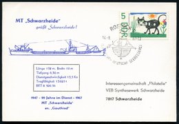 1967 (14.8.) 25 ROSTOCK 2, Sonderstempel: 15 JAHRE VEB DEUTSCHE SEEREEDEREI (Frachtschiff) Auf Sonderkarte; MT "Schwarzh - Autres & Non Classés