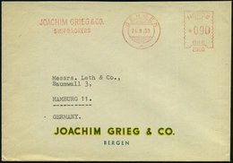 1959 (24.9.) NORWEGEN, Absender-Freistempe (Krag)l: JOACHIM GRIEG & CO, SHIPBROKERS, Ausl.-Firmenbrief - Reederei / Ship - Andere & Zonder Classificatie