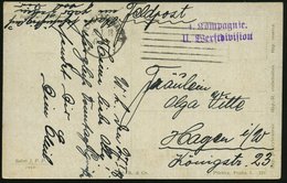 1918 (29.1.) WILHELMSHAVEN, Maschinen-Strichstempel + Viol. 2-Zeiler: 4. Kompagnie, II. Werftdivision, Feldpostkarte N.  - Autres & Non Classés