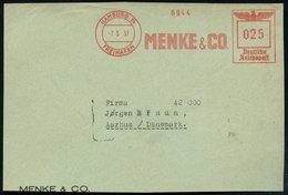 1937 (7.5.) HAMBURG 14 FREIHAFEN, Absender-Freistempel: MENKE & CO, Firmen-Vorderseite - Hafen / Port & Harbour / Port / - Sonstige & Ohne Zuordnung