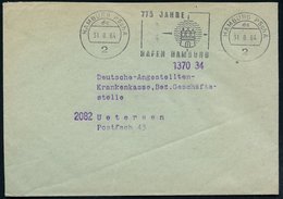 1964 2 GAMBURG PSchA, Maschinen-Werbestempel: 775 JAHRE HAFEN HAMBURG (Wappen) Markenloser Postscheck-Brief (Bo.323 J, I - Otros & Sin Clasificación