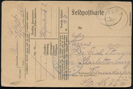 1918 (12.3.) DEUTSCHES REICH, Aptierter Feldpoststempel (Tarnstempel) + Blauer Briefstempel: HAFENAMT PONT-A-BAR + Hs. " - Altri & Non Classificati