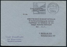 1973 (16.10.) 2054 GEESTHACHT 1, Maschinen-Werbestempel: ELBE-STAU-STUFE, Markenloser Kriegsgefangenenbrief DEUTSCHE DIE - Sonstige & Ohne Zuordnung