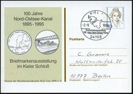 1995 (2.9.) 24103 KIEL 1, PP 80 Pf. Varnhagen: 100 Jahre Nord-Ostsee-Kanal 1895-1995.. (Landkarte, Kanalbrücke) + Passen - Altri & Non Classificati