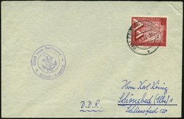 1957 (30.8.) (14 B) FRIEDRICHSHAFEN 1, 2K-Steg + Viol. Bordstempel: Gruß Vom Bodesee, Schiff Austria (Anker) Brief In Di - Autres & Non Classés