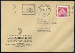 1968 (14.10.) 68 MANNHEIM 2, Band-Maschinen-Werbestempel: 100 JAHRE MANNHEIMER RHEINSCHIFFAHRTSAKTE 1868 1968 (Wellen, W - Other & Unclassified