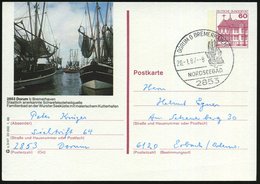 1987 2853 DORUM B BREMERHAVEN, Hand-Werbestempel: NORDSEEBAD = Fischkutter, Motiv- Und Ortsgleiche Bild-Ganzsache 60 Pf. - Otros & Sin Clasificación