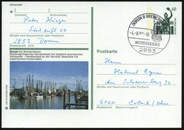 1989 (4.8.) 2853 DORUM B BREMERHAVEN, Hand-Werbestempel: NORDSEEBAD = Fischkutter, Motiv- Und Ortsgleiche Bild-Ganzsache - Sonstige & Ohne Zuordnung