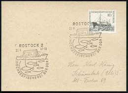 1961 (28.4.) ROSTOCK 2, Sonderstempel: HOCHSEEFISCHEREI DER DDR (Fisch-Trawler Mit Netz U. Fischen) Auf Passender EF 10  - Sonstige & Ohne Zuordnung