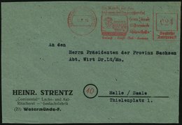 1946 (1.3.) WESERMÜNDE-FISCHEREIHAFEN, Aptierter Absender-Freistempel (NS-Adler Entfernt!): .. Heinr. Strentz, Wesermünd - Autres & Non Classés