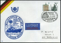 1991 (22.6.) 2300 KIEL 1, Sonderstempel: Segelschulschiff "Gorch Fock", Kieler Woche 1991.. (SSS. "Gorch Fock") Auf PU 4 - Autres & Non Classés