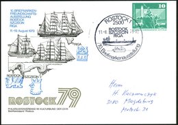 1979 (11.8.) 2500 ROSTOCK 1, PP 10 Pf. Neptunbrunnen: ROSTOCK / ).. = Windjammer "Krusenstern", "Wilhelm Pieck" U. "Dar  - Altri & Non Classificati