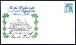 1977 B.R.D., PP 40 Pf. Burgen, Grün: Frohe Weihnacht.. Segelschulschiff Gorch Fock, Ungebr. (Mi.PP 100/28) - Windjammer  - Otros & Sin Clasificación