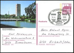 1990 (14.4.) 2850 BREMERHAVEN 1, Sonderstempel: NORDSEE POSTA VII, "Feuerblüse" = Leuchtturm, Inl.-Karte - Leuchttürme & - Altri & Non Classificati