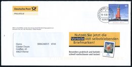 2006 (18.9.) 92637 WEIDEN I. D. OPF., 55 C. Postdienst-Ganzsachen-Umschlag Leuchtturm "Hohe Weg", Rs. Reklame Für Leucht - Autres & Non Classés