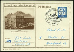 1965 (29.5.) 282 BREMEN-VEGESACK 1, Sonderstempel: Taufe "Arwed Emmighaus" = Rettungskreuzer, Inl.-Karte (Bo.120) - Seen - Sonstige & Ohne Zuordnung