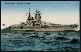 1935 (ca.) DEUTSCHES REICH, Colorierte Foto-Ak.: Panzerschiff "Admiral Scheer" (Stapellauf 1.4. 1933, Indienststellung 1 - Autres & Non Classés