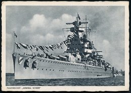 1938 (ca.) DEUTSCHES REICH, S/ W.- Kupferdruck-Foto-Ak.: Panzerschiff "Admiral Scheer" (Stapellauf 1.4. 1933, Indienstst - Other & Unclassified