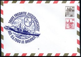 1980 (9.6.) Bremen, PU 40 Pf. + 25 Pf. Burgen: TAUFE FREGATTE "NIEDERSACHSEN" (Schiff U. Wappen) Ungebr. (Mi.PU 187) - D - Sonstige & Ohne Zuordnung