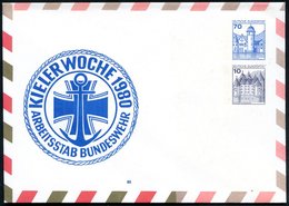 1980 Kiel, PU 70 Pf. + 10 Pf. Burgen: KIELER WOCHE 1980, ARBEITSSTAB BUNDESWEHR (Eisernes Kreuz U. Anker) Ungebr. (Mi.PU - Sonstige & Ohne Zuordnung