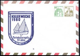 1980 Kiel, PU 50 Pf. + 30 Pf. Burgen: KIELER WOCHE 1980, Marinekutterregatta, 91 Jahre (Segelkutter) Ungebr. (Mi.PU 166) - Otros & Sin Clasificación