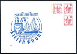 1985 Kiel, PU 25 Pf. + 25 Pf. + 25 Pf. Burgen: KIELER WOCHE 1985, MARINEKUTTERREGATTA 96 JAHRE (Wappen, Segelkutter) Ung - Otros & Sin Clasificación