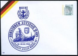 1988 (Juni) Kiel, PU 80 Pf. Zeche Zollern: FLAGSCHIFF "KIELER WOCHE '88", ZERSTÖRER "LÜTJENS" D 185 (Zerstörer, Wappen)  - Other & Unclassified