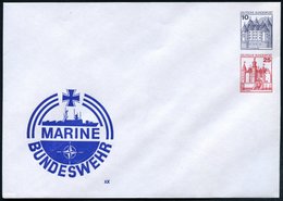 1979 B.R.D., PU 10 Pf. + 25 Pf. Burgen: MARINE BUNDESWEHR (Eisernes Kreuz, NATO-Symbol U. Raketen-Schnellboot)  Ungebr.  - Andere & Zonder Classificatie