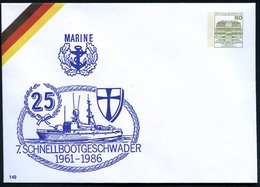 1986 B.R.D., PU 80 Pf. Burgen, Oliv: 25 (Jahre) 7. SCHNELLBOOTGESCHWADER (Raketen-Schnellboot, Wappen) Ungebr. (Mi.PU 11 - Altri & Non Classificati