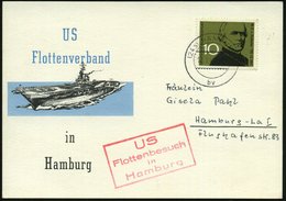 1962 (12.1.) (24 A) HAMBURG, 2K-Steg + Roter Nebenstempel: US Flottenbesuch In Hamburg, Zweifarbige Sonderkarte (Flugzeu - Sonstige & Ohne Zuordnung