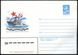 1984 UdSSR, 5 Kop. Ganzsachen-Umschlag, Blau: Tag Der Sowjet. Flotte = U-Boot, Raketenkreuzer, Marineflagge Etc., Ungebr - Sonstige & Ohne Zuordnung