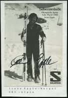1980 B.R.D., S/ W.-Reklamekarte Fa. Salomon-Ski: Silbermedaille Olymp. Spiele Lake Placid 1980, Irene Epple + Orig. Sign - Autres & Non Classés
