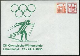 1980 BERLIN, PU 20 Pf. + 25 Pf. Burgen: XIII Olympische Winterspiele Lake Placid.. (Olymp. Ringe, 2 Skilangläufer) Ungeb - Other & Unclassified