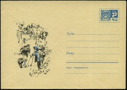 1969 UdSSR, 4 Kop. Ganzsachen-Umschlag, Blau: Skilanglaufende Skiwanderer, Ungebr. - Skilanglauf / Long Distance Ski / C - Sonstige & Ohne Zuordnung