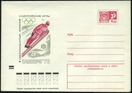 1972 UdSSR, 4 Kop. Ganzsachen-Umschlag, Lilarot: Olympische Winterspiele Sapporo '72 = Skispringer, Ungebr. - Skispringe - Sonstige & Ohne Zuordnung