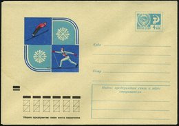 1973 UdSSR, 4 Kop. Ganzsachen-Umschlag, Blau: Nordische Kombination = Skispringer, Skilangläufer U. Schneekristalle, Ung - Sonstige & Ohne Zuordnung