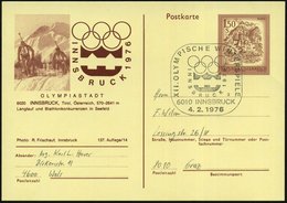 1976 (4.2.) ÖSTERREICH, 1,50 S. Olympia-Bild-Ganzsache: INNSBRUCK 1976, Biathlon + Passender Sonderstempel: 6010 INNSBRU - Other & Unclassified