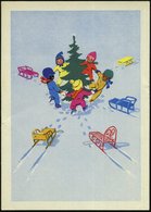 1963 UdSSR, 3 Kop. Bild-Ganzsache Rakete, Grün: Weihnachten = 5 Kinder Mit 5 Schlitten Tanzen Um Christbaum, Ungebr. - B - Sonstige & Ohne Zuordnung
