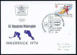 1975/76 ÖSTERREICH, Sonderstempel: 6010 INSSBRUCK, XII. OLYMP. WINTERSPIEL = Piktogramme Eishockey, Eiskunstlaufen Etc., - Altri & Non Classificati