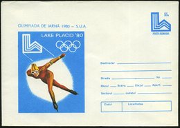 1980 RUMÄNIEN, 55 B. Sonder-Ganzsachen-Umschlag: WINTER-OLYMPIADE 1980 USA, LAKE PLACID = Eisschnelläufer Etc., Ungebr.  - Autres & Non Classés