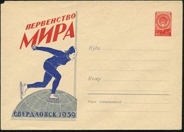 1959 UdSSR, 40 Kop. Ganzsachen-Umschlag Staatswappen, Rot: Eisschnellauf-WM, Swerdlowsk (Eisschnelläuferin Auf Globus),  - Other & Unclassified