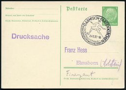 1937 (Jan.) GARMISCH-PARTENKIRCHEN, Sonderstempel: INTERNATIONALE WINTERSPORTWOCHE 1937 = Eiskunstläuferin, Inl.-Karte ( - Otros & Sin Clasificación
