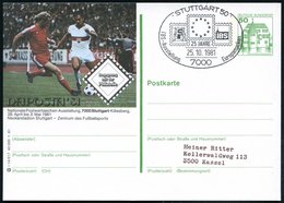 1981 (25.10.) 7000 STUTTGART 50, 50 Pf. Bild-Ganzsache Burgen, Grün: NAPOSTA '81, Nackar-Stadion (Mi.P 134 = 2 Fußballer - Sonstige & Ohne Zuordnung