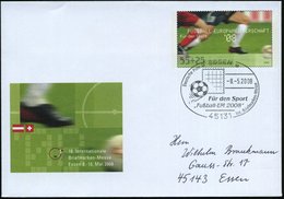 2008 (8.5.) 45131 ESSEN, 55 + 25 C. Sonder-Ganzsachen-Umschlag "Fussball-Europameisterschaft 08" + Passender Sonderstemp - Altri & Non Classificati