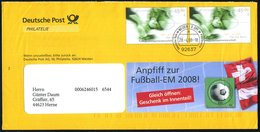 2008 (28.4.) 92637 WEIDEN I. D. OPF., 2x 45 C. + 20 C. Dienst-Ganzsachen-Umschlag "Deutsche Post": Fußball-Europameister - Other & Unclassified