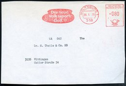 1975 (29.1.) 318 WOLFSBURG 1, Absender-Freistempel: Der Neue Volkssport: Golf (VW), Bedarfs-Vorderseite - Golf & Minigol - Other & Unclassified