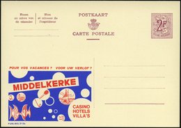 1959 BELGIEN, 2 F. Publibel-Ganzsache: MIDDELKERKE.. = Golfschläger, Golfball (u. Tennisschläger, Strandsegler Etc.) Ung - Autres & Non Classés